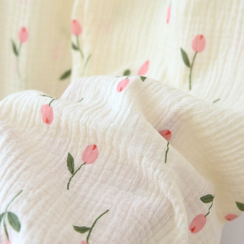 Vải Xô Muslin Cao Cấp 2 Lớp Mềm Mịn Chuẩn Loại 1 Hoa Tuy Lip Hồng Sen
