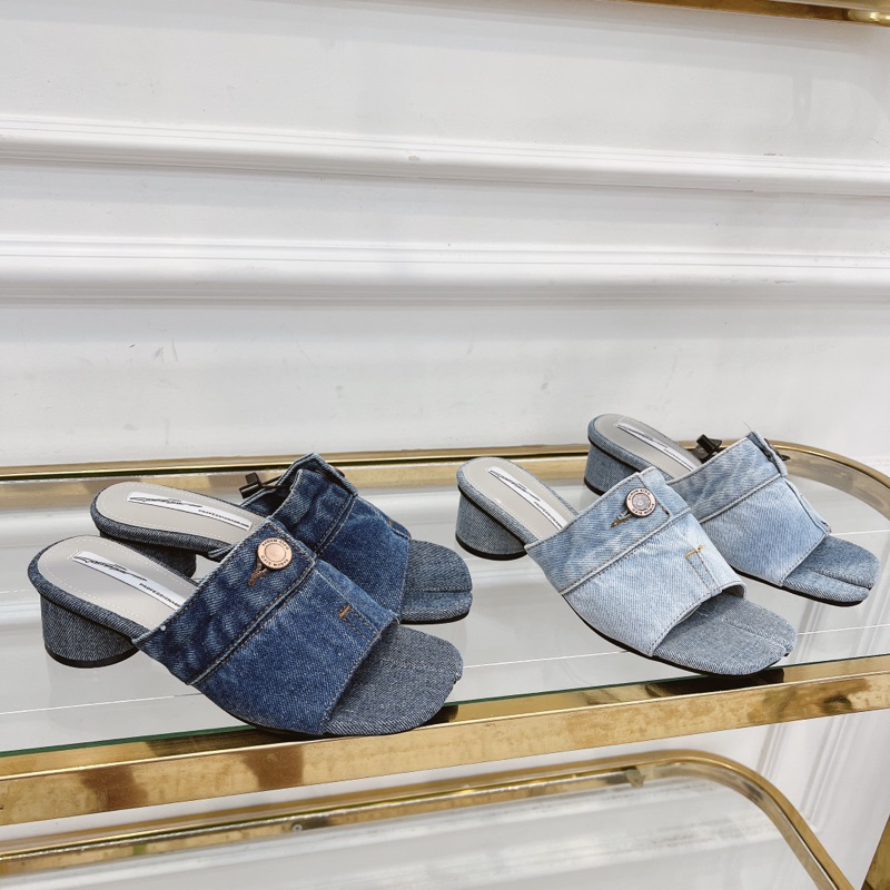 dép guốc jean bò khuy gót 5cm cao cấp fullbox