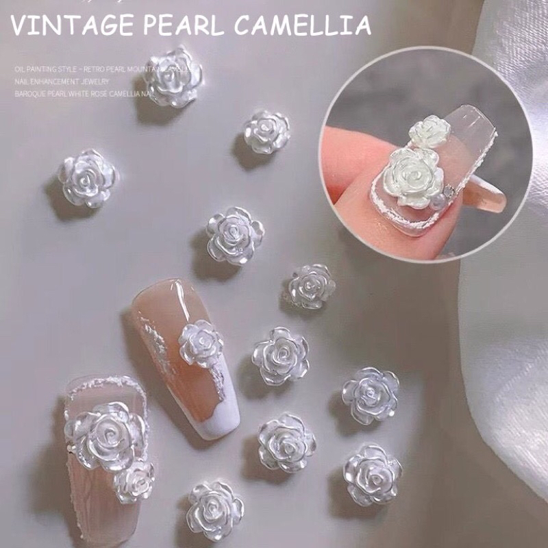 Charm hoa hồng rose nail Yapas lẻ 1 bông sz to chất liệu nhựa abs đính gắn trang trí móng chuyên nghiệp