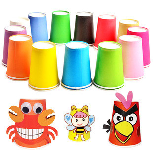Set 10 cốc giấy, ly giấy nhiều màu làm thủ công phân loại mầu sắc cho bé