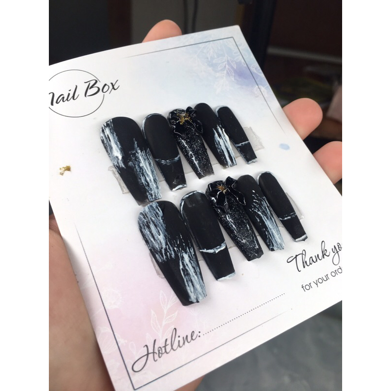 Nail box thiết kế móng tay giả cô dâu đính đá đính nơ