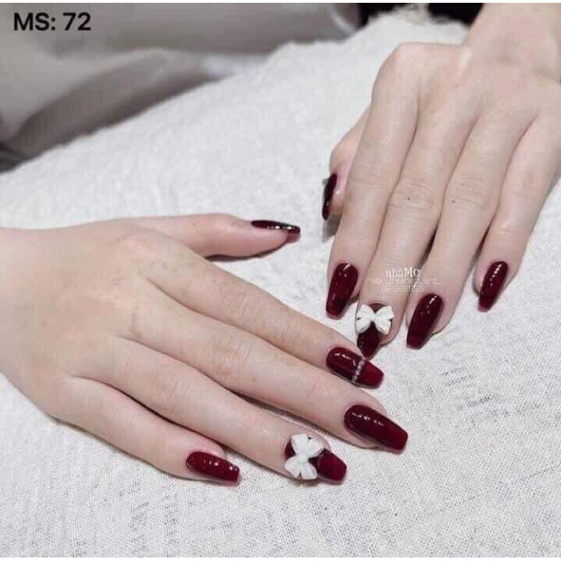 Nail box thiết kế móng tay giả cô dâu đính đá đính nơ