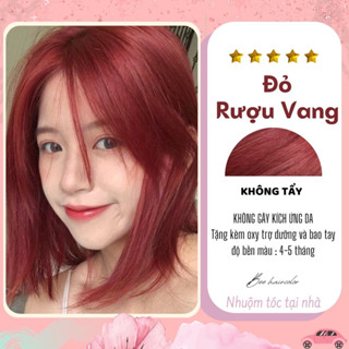 HOT 2023 Thuốc Nhuộm Tóc, Thuốc Nhuộm Tóc Màu Đỏ Rượu, Tặng Kèm Oxy Trợ Dưỡng Và Bao Tay