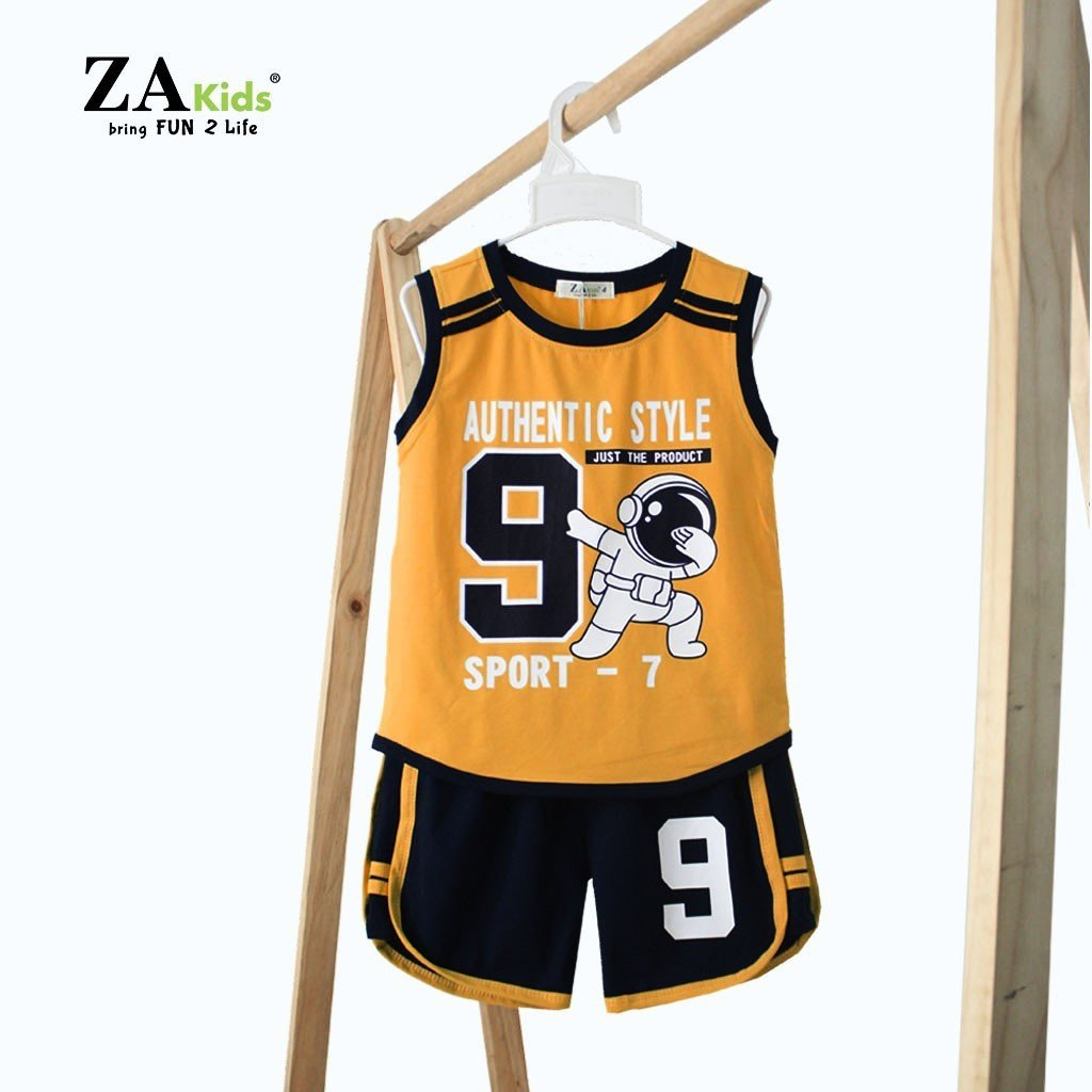 Bộ Quần Áo Thun Sát Nách Bé Trai Số 9 Phi Hành Gia (2-14 Tuổi) ZA KIDS ZA22166SN