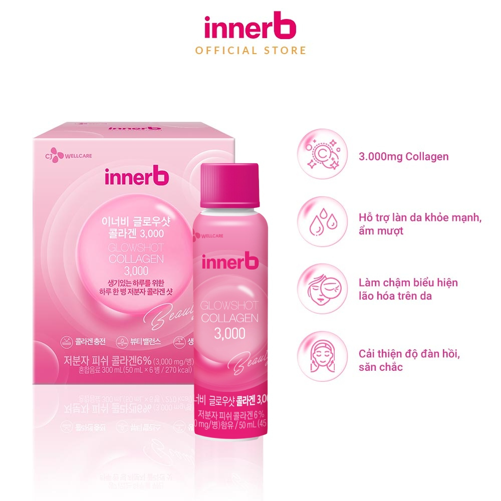 Combo InnerB Aqua Rich Doubleup, InnerB Snow White, InnerB Aqua Bank và Nước uống Collagen InnerB Glowshot