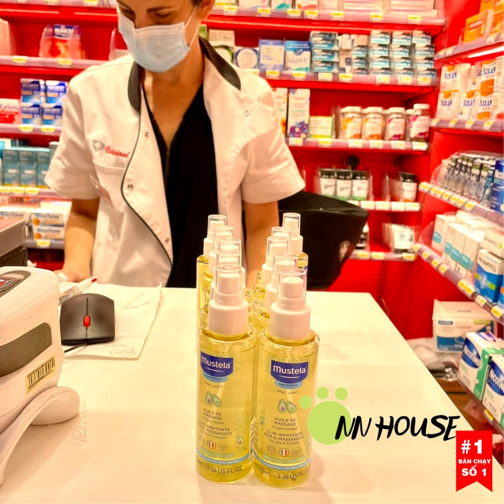 Dầu massage body cho bé Mustela baby oil, dầu mát xa dưỡng ẩm toàn thân, thư giãn và giúp bé ngủ ngon từ avocado bio kid
