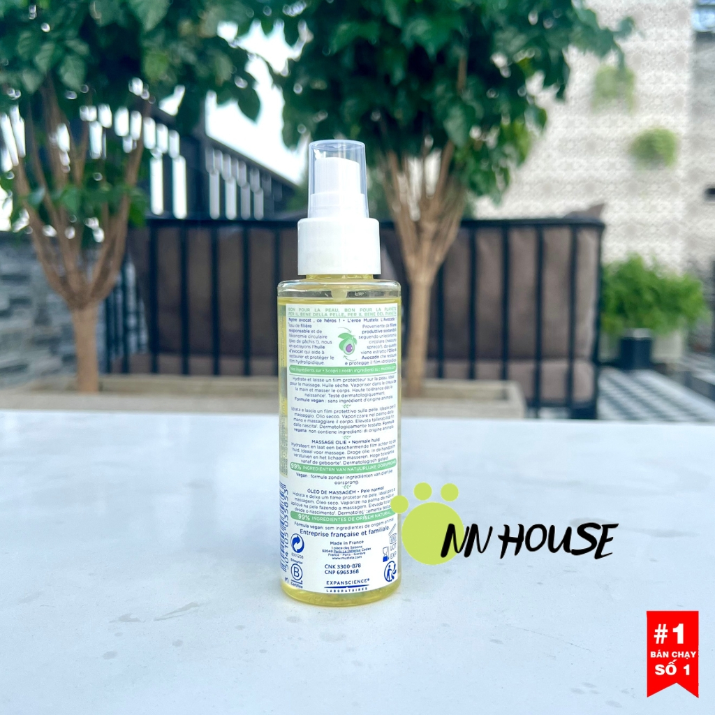 Dầu massage body cho bé Mustela baby oil, dầu mát xa dưỡng ẩm toàn thân, thư giãn và giúp bé ngủ ngon từ avocado bio kid