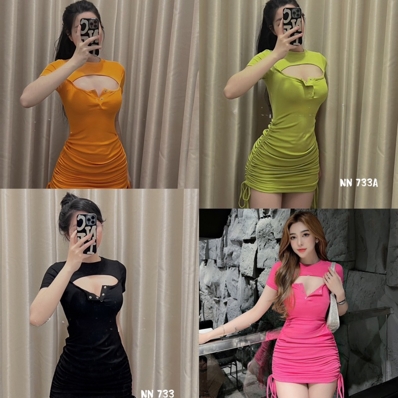 Đầm Body Khuy Ngực Rút Dây Mã NT1064