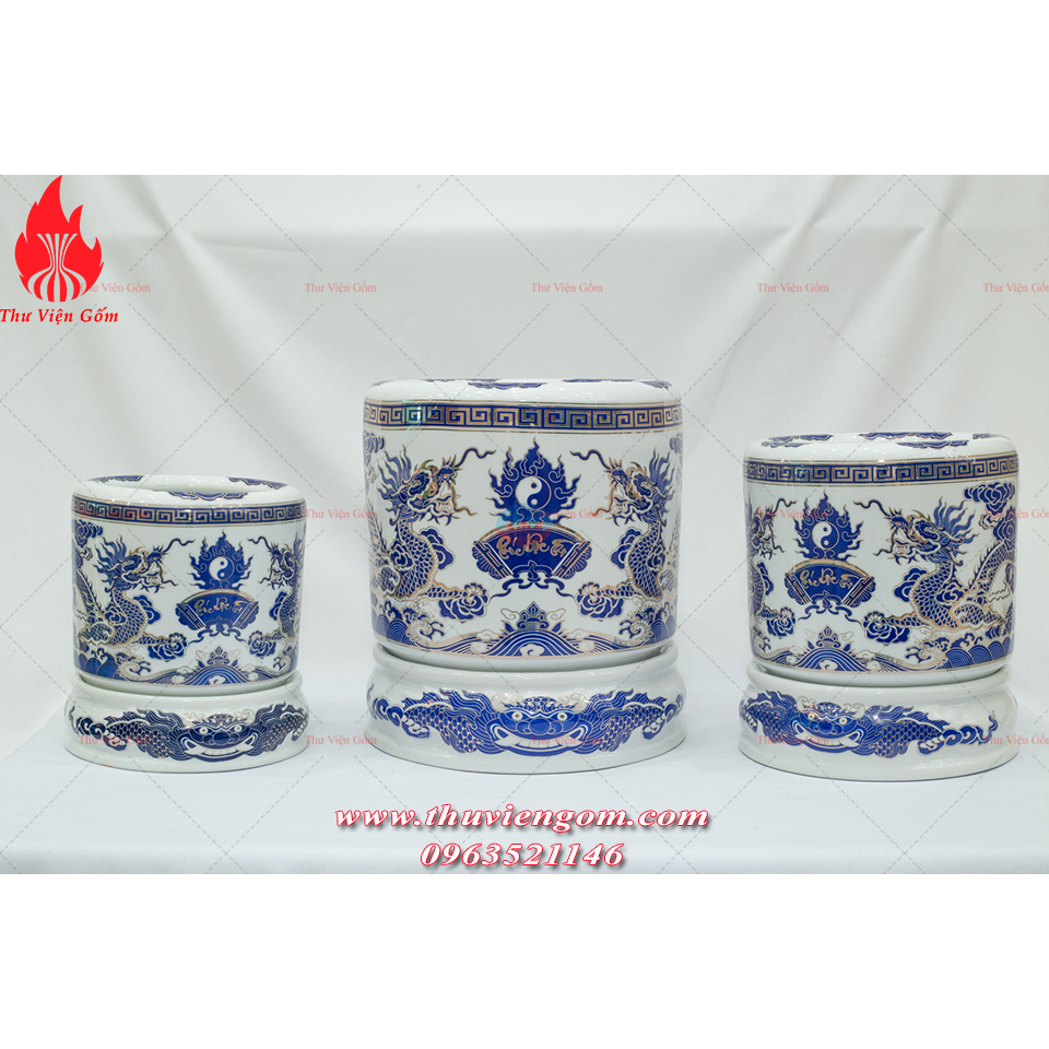 Bát hương Rồng Phượng Phúc Lộc Thọ Bát Tràng