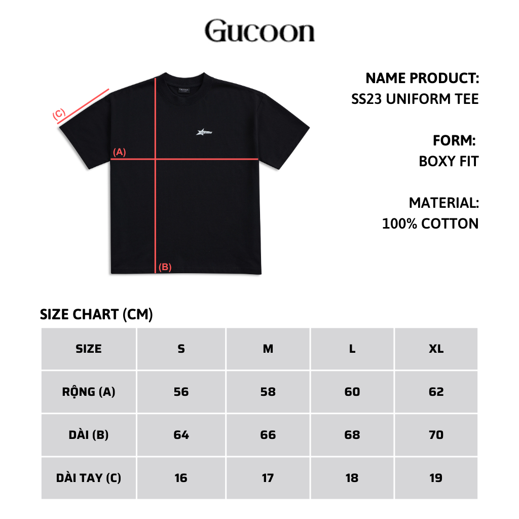 Áo thun Boxy nam nữ, Áo phông tay ngắn cổ tròn unisex 5 màu Uniform Boxy Tee Gucoon