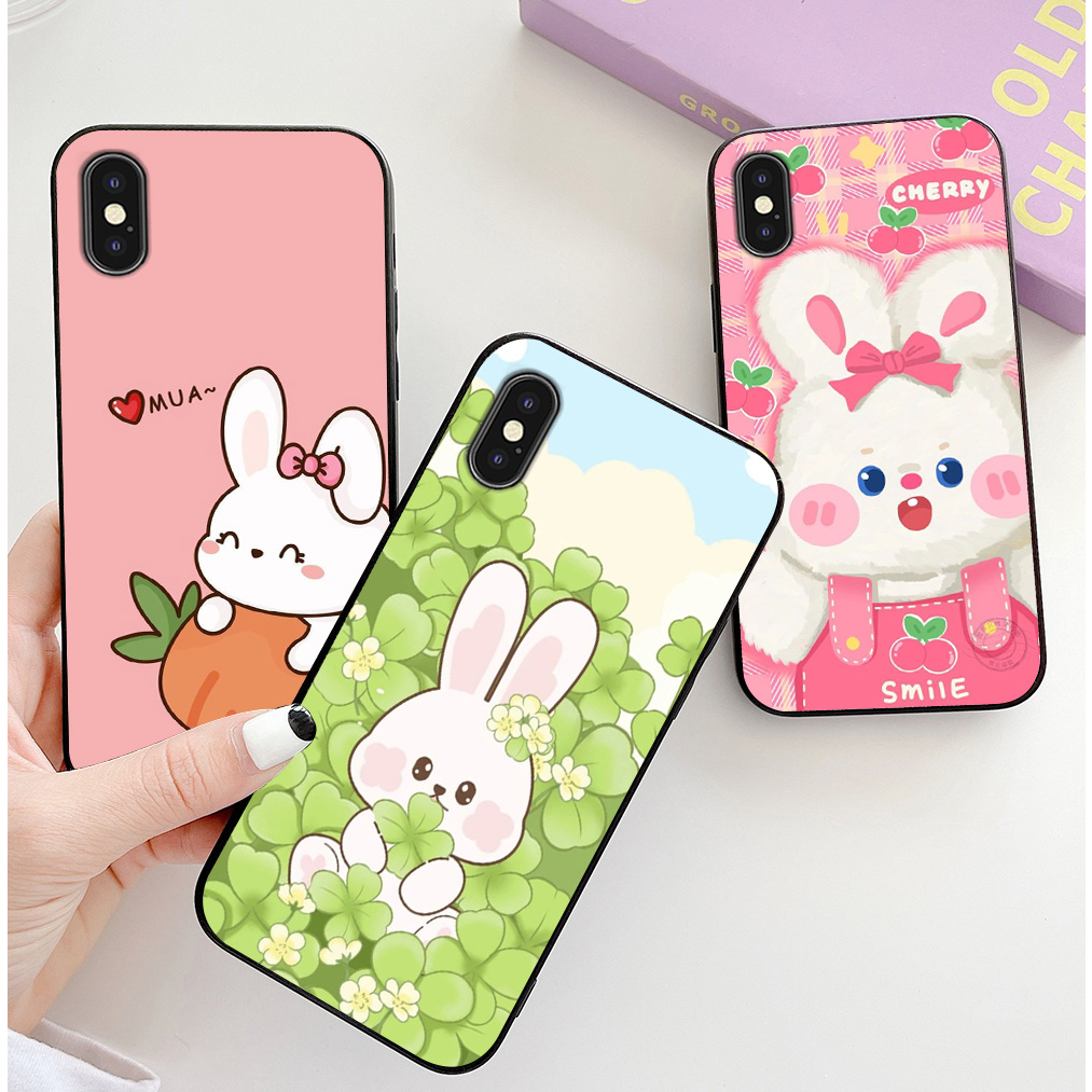 Ốp lưng Iphone X / ip Xs / ip Xs max in hình thỏ trắng cute dễ thương