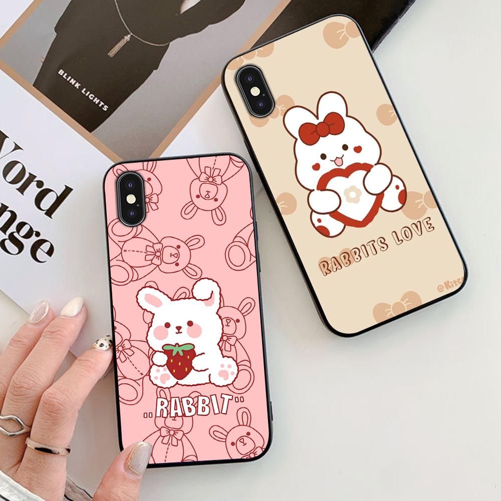 Ốp lưng Iphone X / ip Xs / ip Xs max in hình thỏ trắng cute dễ thương