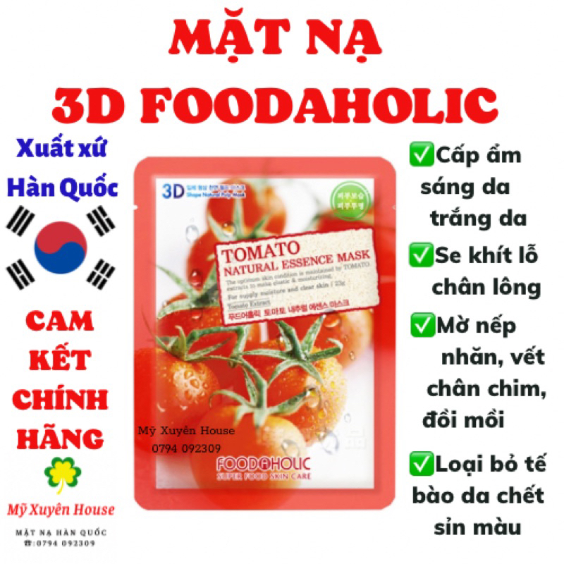 Mặt Nạ Dưỡng Da Cà Chua 3D Foodaholic Chính Hãng Hàn Quốc