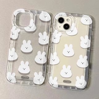 Ốp Điện Thoại TPU trong gân in hình thỏ trắng cute Mềm Trong Suốt Chống Sốc Cho IPhone 14promax 11 12 Pro XS 7 8 Plus