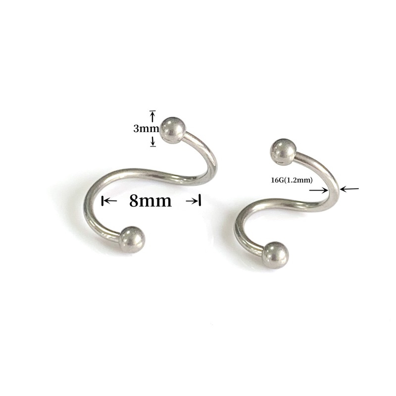Khuyên Xoắn Giả 2 Lỗ UNISEX Cá Tính Bằng Thép Y Tế Không Rỉ