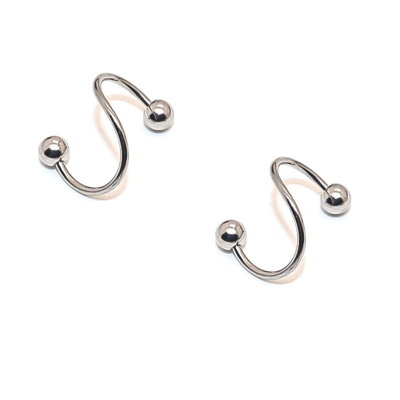 Khuyên Xoắn Giả 2 Lỗ UNISEX Cá Tính Bằng Thép Y Tế Không Rỉ