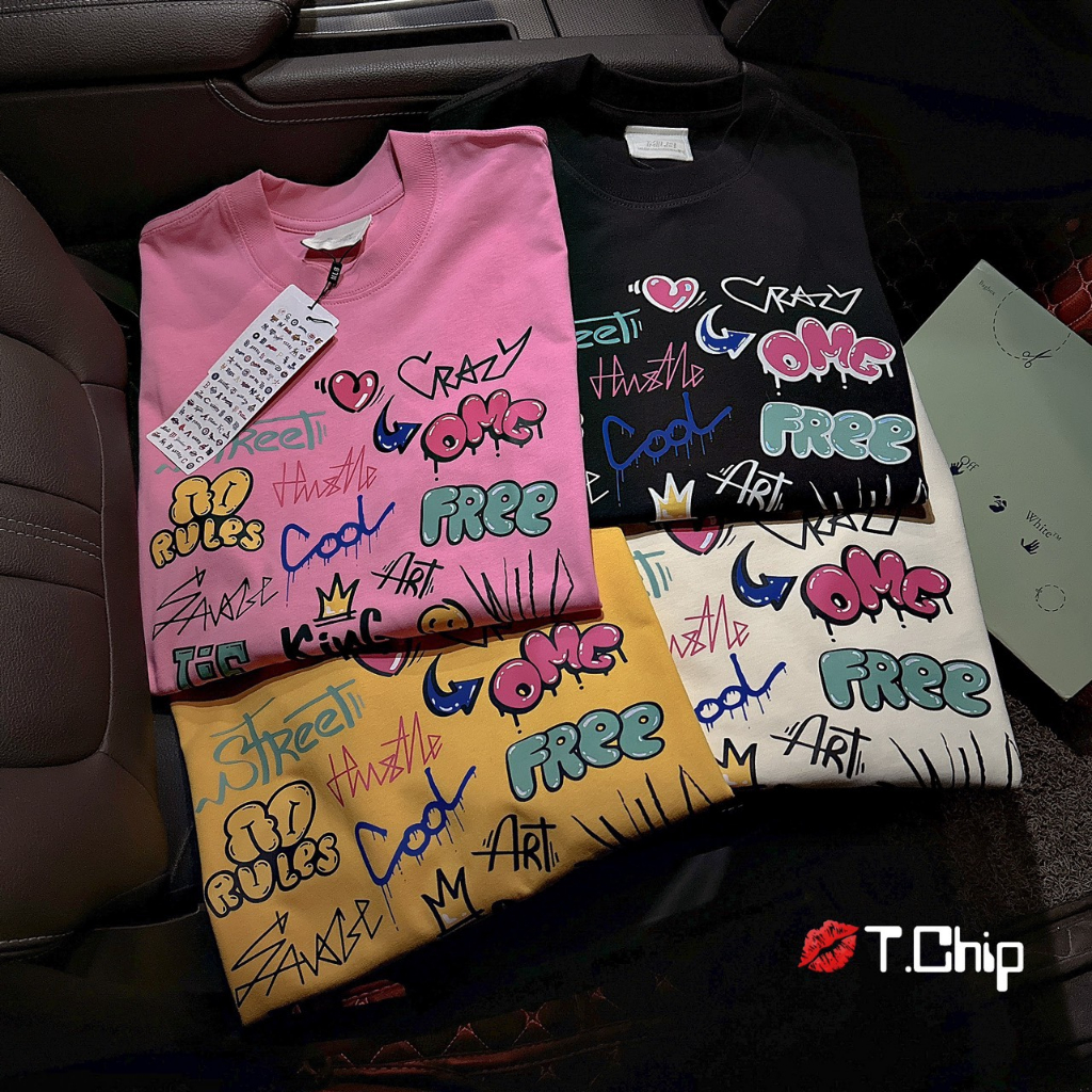 Áo Thun BALENCIAGA Hoạ Tiết Form Rộng Tay Lỡ Vải Cotton 100%