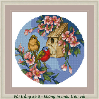 Tranh thêu chữ thập không màu in trên vải DV023 (28 x 28 cm)