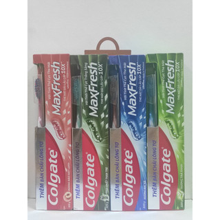   Date 2027-Tặng Bàn Chải  Kem Đánh Răng Colgate ngừa sâu răng Maxfresh Bạc Hà Than Tre Trà Xanh Hương Đào 225g 