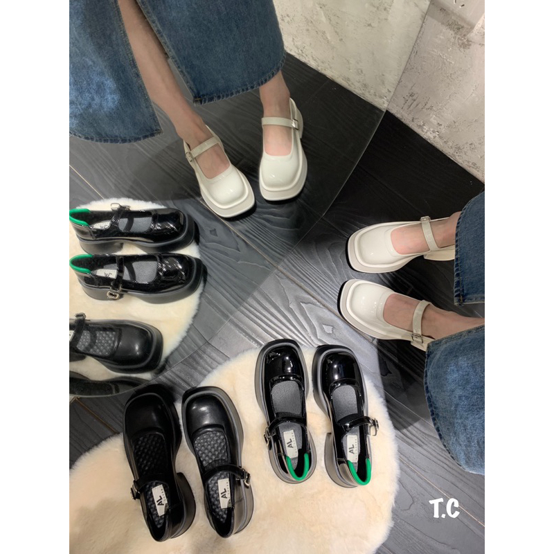 Giầy Moca Đế Cao Trắng Đen Full Size 35-39  -  By Anh Dinh Phuong