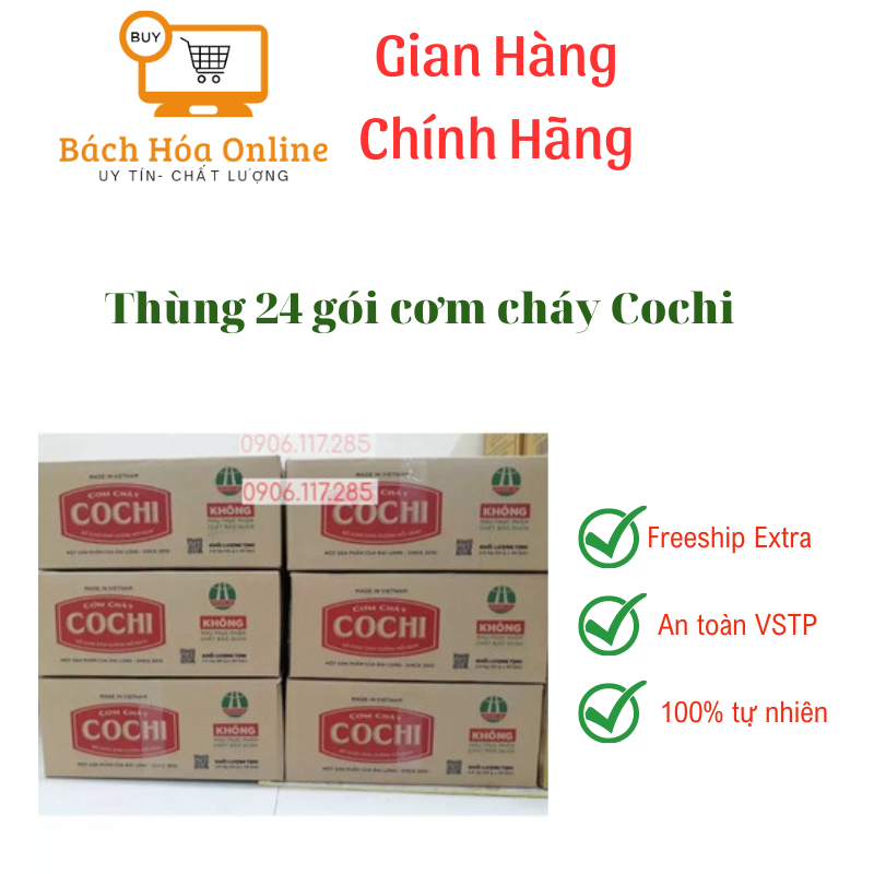 Thùng 24 gói cơm cháy cochi(150gr), đặc sản cơm cháy Ninh Bình