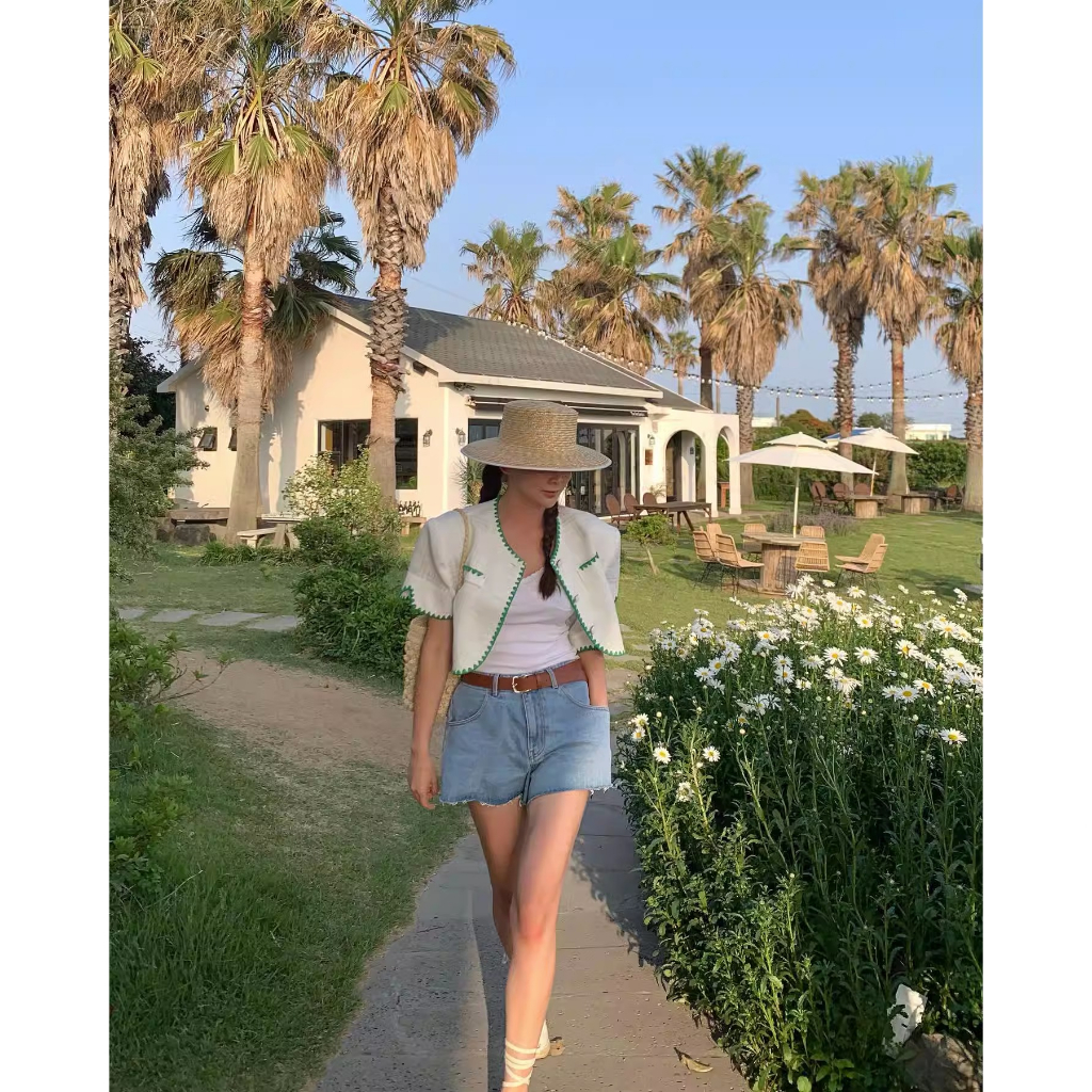 Kh40|Áo khoác blazer nữ hàn quốc croptop ngắn tay mùa hè thanh lịch đi học, công sở gd_order