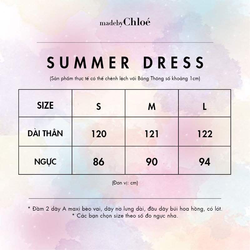 MadebyChloé - Đầm maxi bèo vai buộc nơ lưng hoa hồng SUMMER DRESS - Thiết kế cao cấp