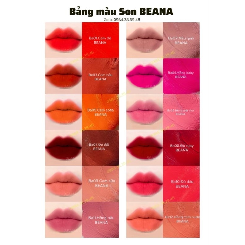 Son kem BA V4,5  - không chì, lên màu chuẩn, mịn, bảng màu phù hợp nhiều tông da