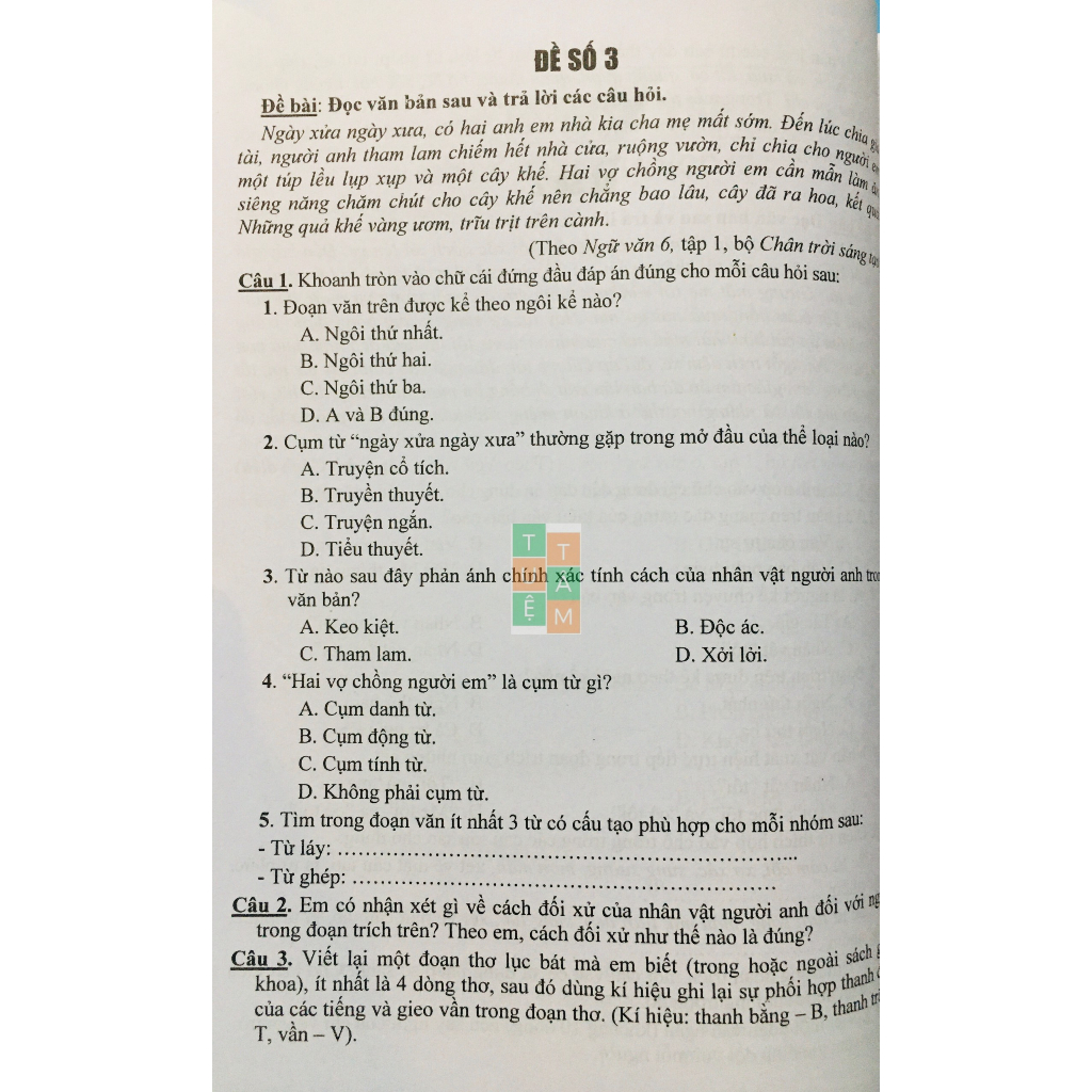 Sách - Đề kiểm tra Ngữ Văn 6