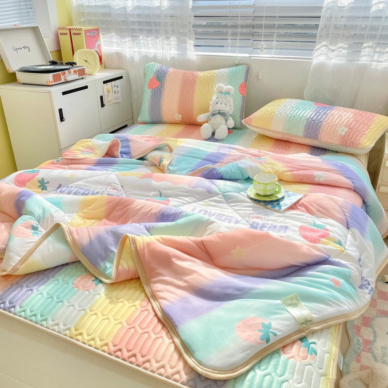 Chiếu Cao Su cùng Chăn Thun Lạnh kết hợp vớ Set chăn ga này sẽ đáp ứng mọi tiêu chí của bạn trong mùa hè này