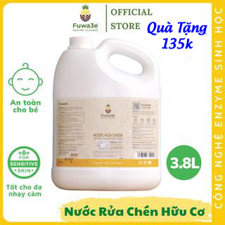 Nước Rửa Chén Bát Fuwa3e Hữu Cơ Enzyme Sinh Học Organic 3.8L An Toàn Cho Bé Bảo Vệ Da Tay Can 3.8L