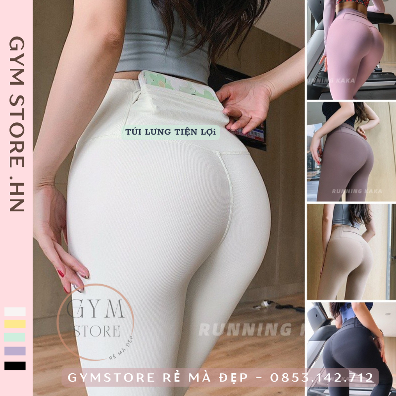 Quần Tập Gym Yoga Legging Túi Cạp Lưng Cao Gen Bụng Nâng Mông Thể Thao Nữ Thun Poly Mềm Mịn Thoáng Mát Cực Tôn Dáng 2007