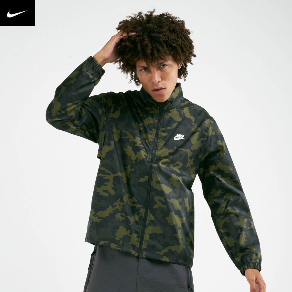 Áo khoác thể thao nam nữ N.ike NSW Wind Breaker Camo Running Jacket - Xanh rêu