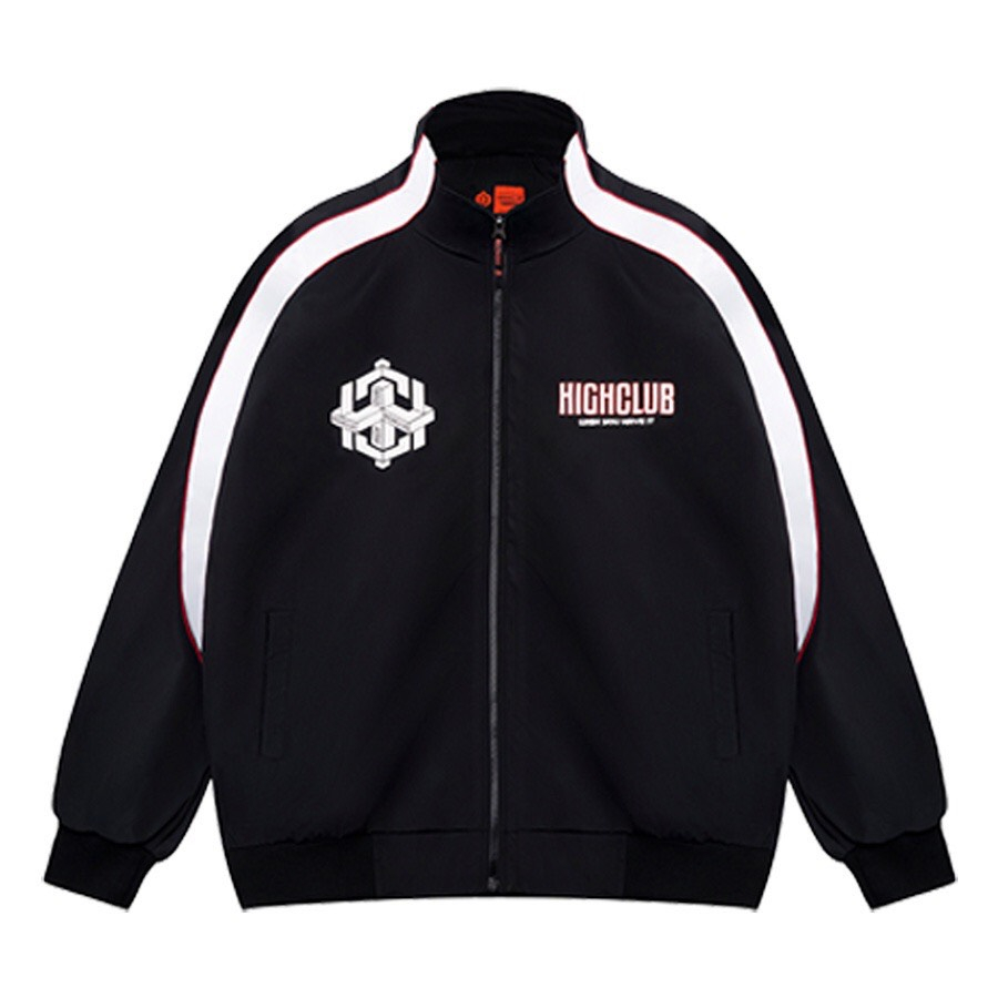 Áo Khoác ATHLETE TRACK JACKET màu TRẮNG/ĐEN vải dù cổ đứng HIGHCLUB Brand Cao Cấp Chính Hãng GEM_store M210
