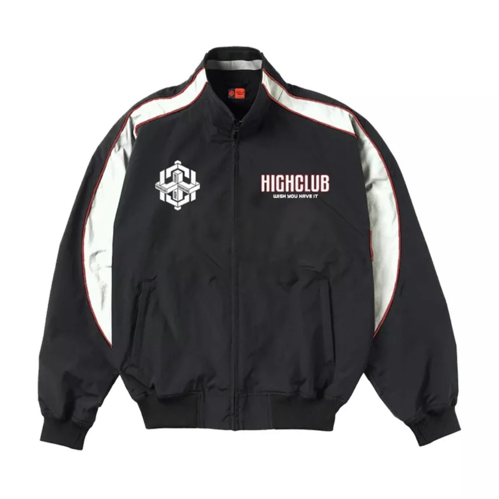 Áo Khoác ATHLETE TRACK JACKET màu TRẮNG/ĐEN vải dù cổ đứng HIGHCLUB Brand Cao Cấp Chính Hãng GEM_store M210