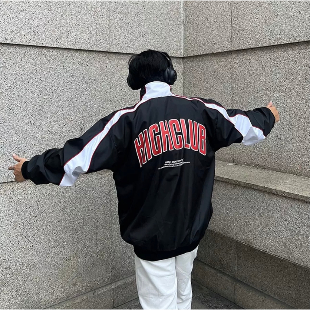 Áo Khoác ATHLETE TRACK JACKET màu TRẮNG/ĐEN vải dù cổ đứng HIGHCLUB Brand Cao Cấp Chính Hãng GEM_store M210