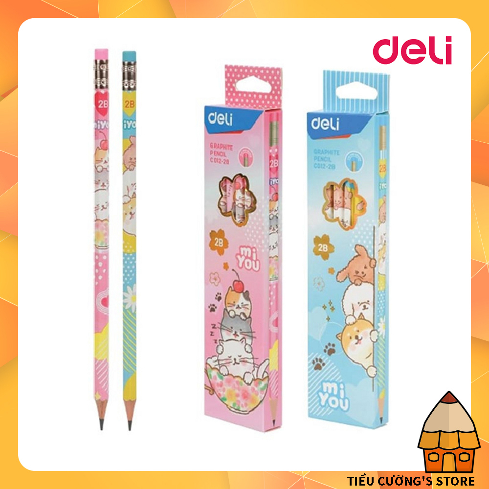 ✏ Bút Chì Gỗ 2B Có Tẩy📝 C012 MIYOU cực êm mịn hoạ tiết dễ thương