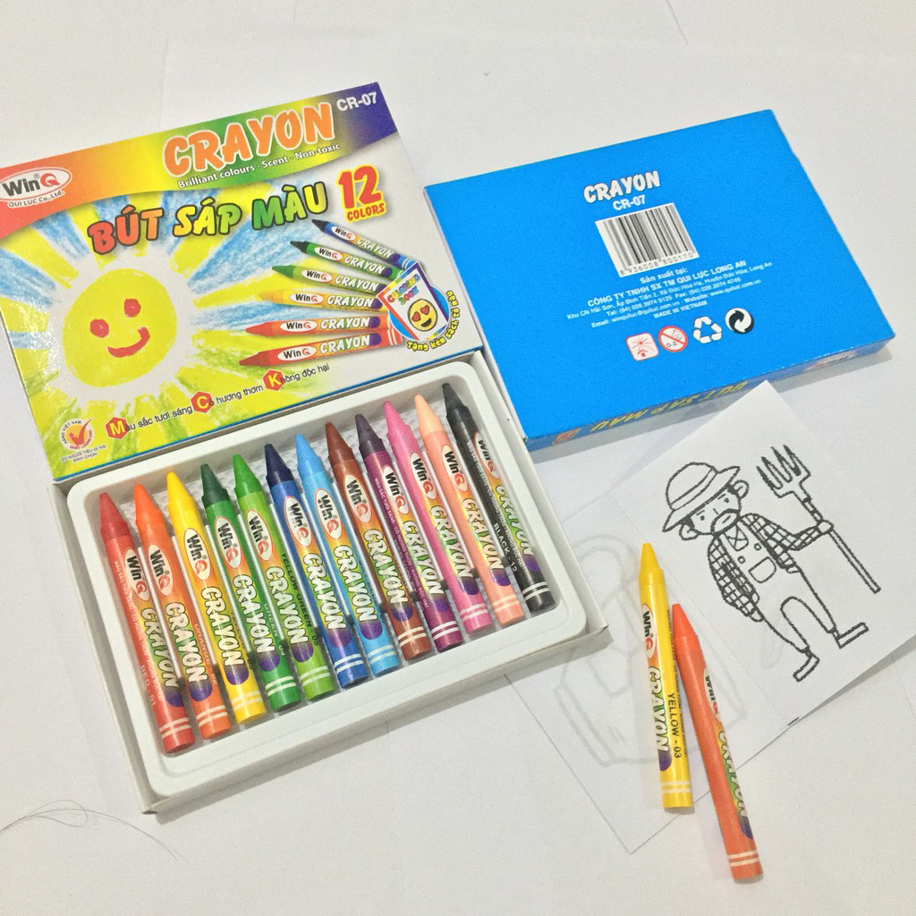 🎨 Bút Sáp 12-18 màu WinQ CR-07/ CR-08 🖍️ màu sáng đẹp dễ tô dễ sử dụng bán chạy