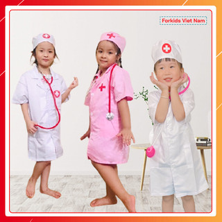 Bộ áo bác sĩ cho bé kèm mũ form Đẹp Chất Vải Tốt - Đồ chơi nhập vai
