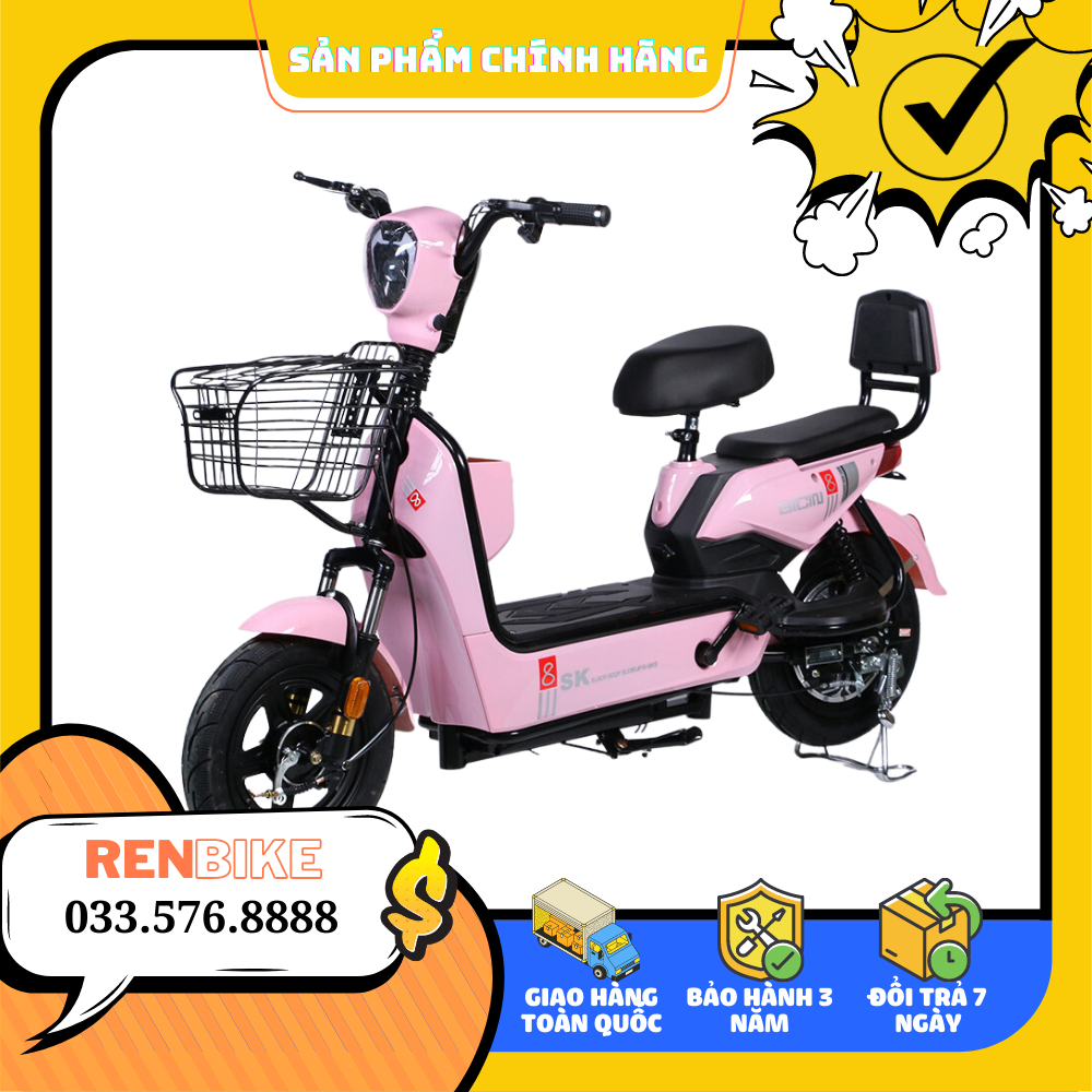 Xe Điện HotGirll New SK8, Mẫu xe điện NEW Beer 2023 bản mới nhất, 4 bình điện, 48V15AH, Bảo hành 2 năm