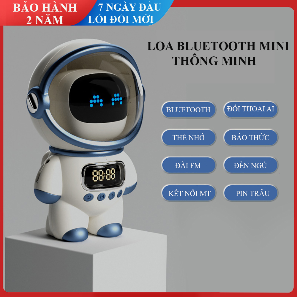 Loa bluetooth đồng hồ phi hành gia DODO, loa không dây cao cấp màn hình led trang trí decor góc làm việc.