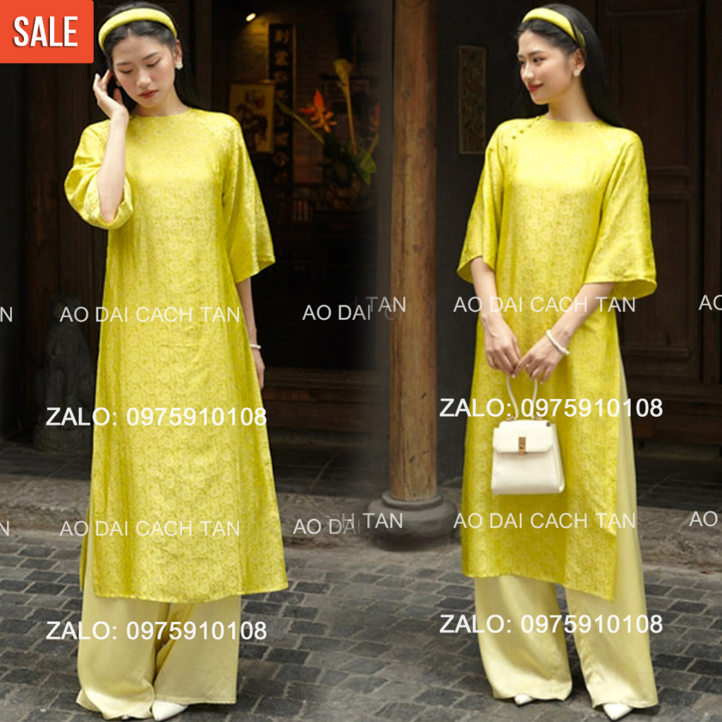 Áo dài Gấm NHÃ TRÂM thiết kế dáng suông tay loe, chất liệu gấm hoa siêu hot cho các nàng thơ diện sự kiện lễ tết đều đẹp