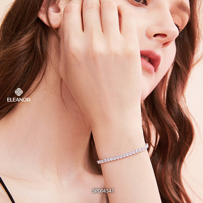 Vòng tay nữ dây rút bạc 925 Eleanor Accessories đính đá kiểu dáng đơn giản phụ kiện trang sức 4541