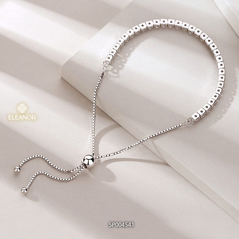 Vòng tay nữ dây rút bạc 925 Eleanor Accessories đính đá kiểu dáng đơn giản phụ kiện trang sức 4541