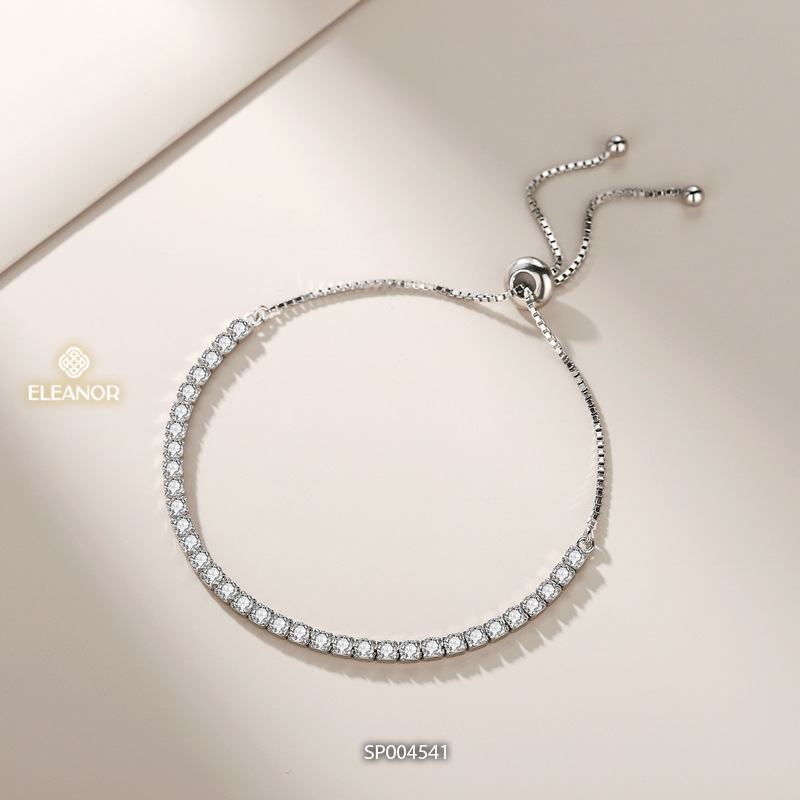 Vòng tay nữ dây rút bạc 925 Eleanor Accessories đính đá kiểu dáng đơn giản phụ kiện trang sức 4541