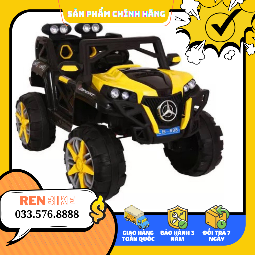 Ô Tô Địa Hình LB-688, Ô tô điện 4 động cơ, Mẫu ô tô 2 ghế ngồi - có chế độ bập bênh - có điều khiển từ xa, BH 12 tháng