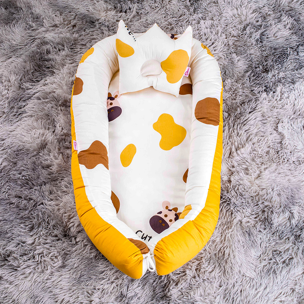 Nôi vải cho bé, nôi ngủ chung giường cho bé, nôi sơ sinh VMOM vải Cotton Hàn thoáng mát, đệm ngủ cho bé