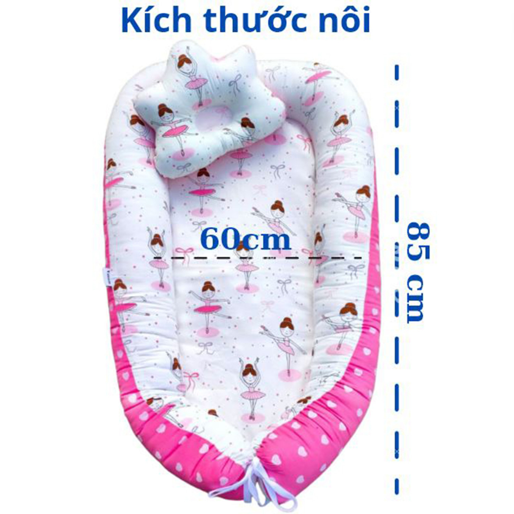 Nôi vải cho bé, nôi ngủ chung giường cho bé, nôi sơ sinh VMOM vải Cotton Hàn thoáng mát, đệm ngủ cho bé