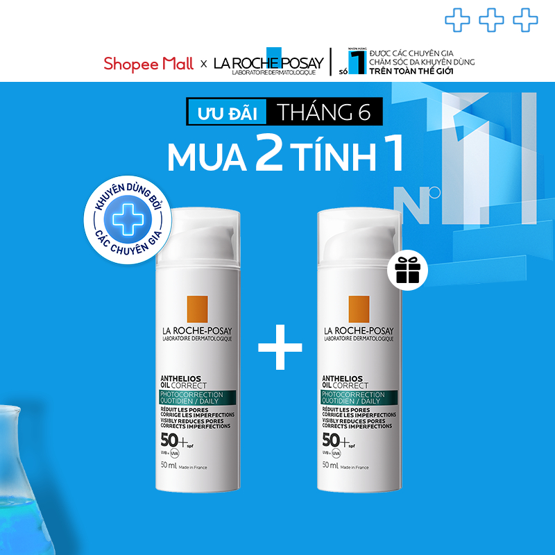 Kem chống nắng dạng gel lì trên da đến 12H Anthelios Oil Correct 50ml