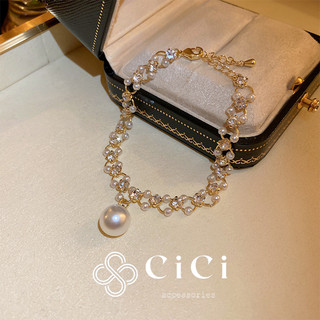 Vòng tay nữ đính đá CiCi Accessories dây xích đính đá pha lê phụ kiện trang sức nữ thanh lịch VT52